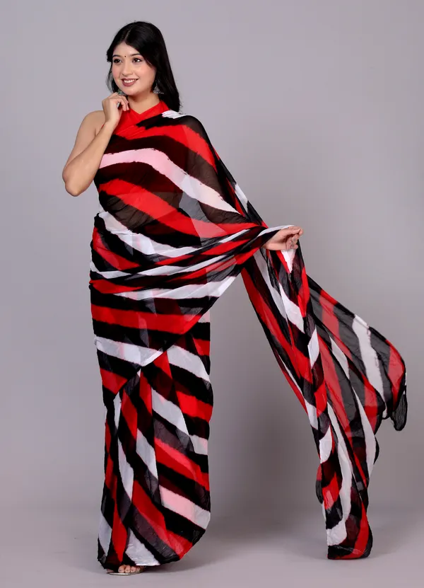 Red_Jaipuri_Leheriya_Printed_Pure_Chiffon_Saree_For_Women