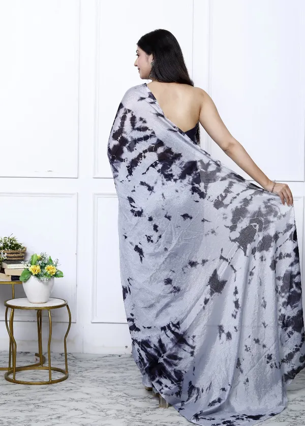 Grey_Pure_Chiffon_Trendy_Checked_Bandhini_Chiffon_Sarees_For_Women