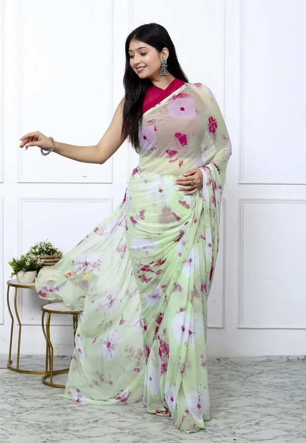Green_Pure_Chiffon_Trendy_Bandhani_Chiffon_Sarees_For_Women