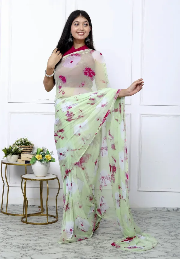 Green_Pure_Chiffon_Trendy_Bandhani_Chiffon_Sarees_For_Women
