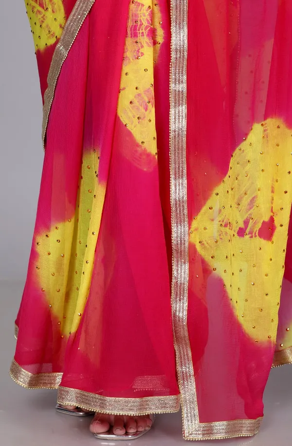 Pink_Trendy_Chiffon_Printed_Printed_Bandhini_Check_Printed_Stone_Work_Sarees_For_Women