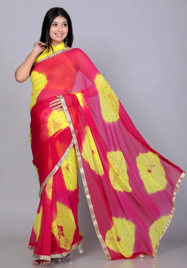 Pink_Trendy_Chiffon_Printed_Printed_Bandhini_Check_Printed_Stone_Work_Sarees_For_Women