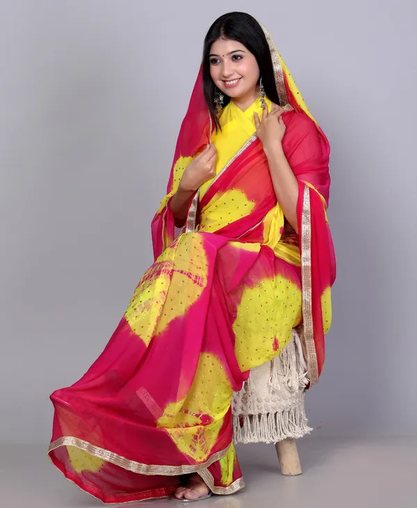 Pink_Trendy_Chiffon_Printed_Printed_Bandhini_Check_Printed_Stone_Work_Sarees_For_Women