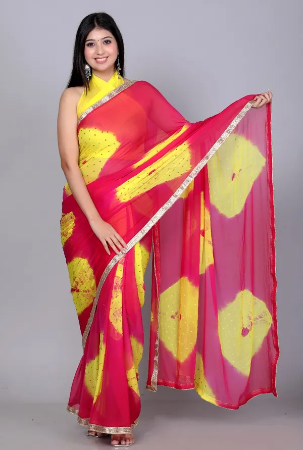 Pink_Trendy_Chiffon_Printed_Printed_Bandhini_Check_Printed_Stone_Work_Sarees_For_Women
