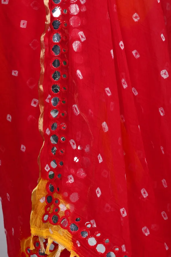 Red_Pure_Chiffon_Printed_Bandhani_Printed_Mirror_Work_Sarees_For_Women