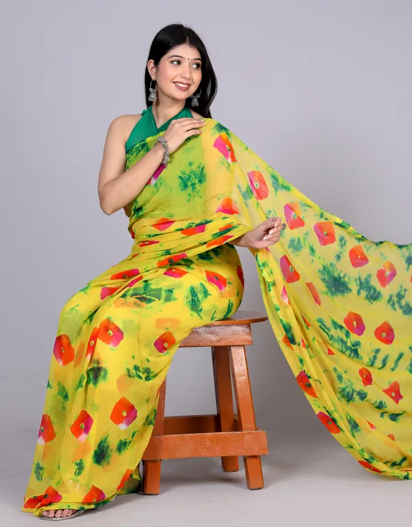 Mint_Bandhani_Printed_Chiffon_Printed_Sarees_For_Women