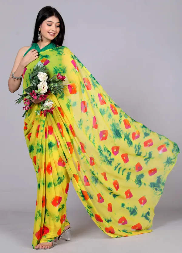 Mint_Bandhani_Printed_Chiffon_Printed_Sarees_For_Women