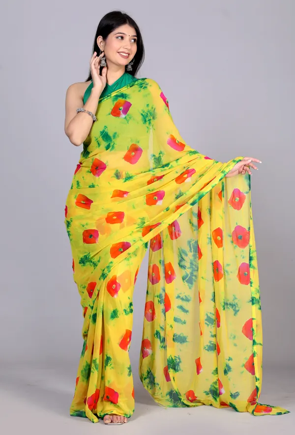 Mint_Bandhani_Printed_Chiffon_Printed_Sarees_For_Women