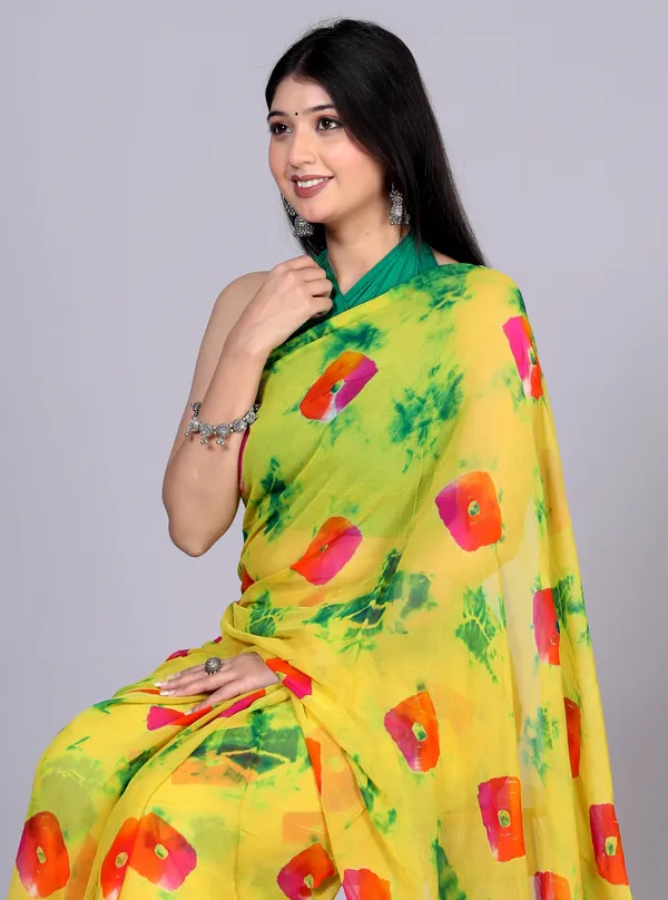 Mint_Bandhani_Printed_Chiffon_Printed_Sarees_For_Women