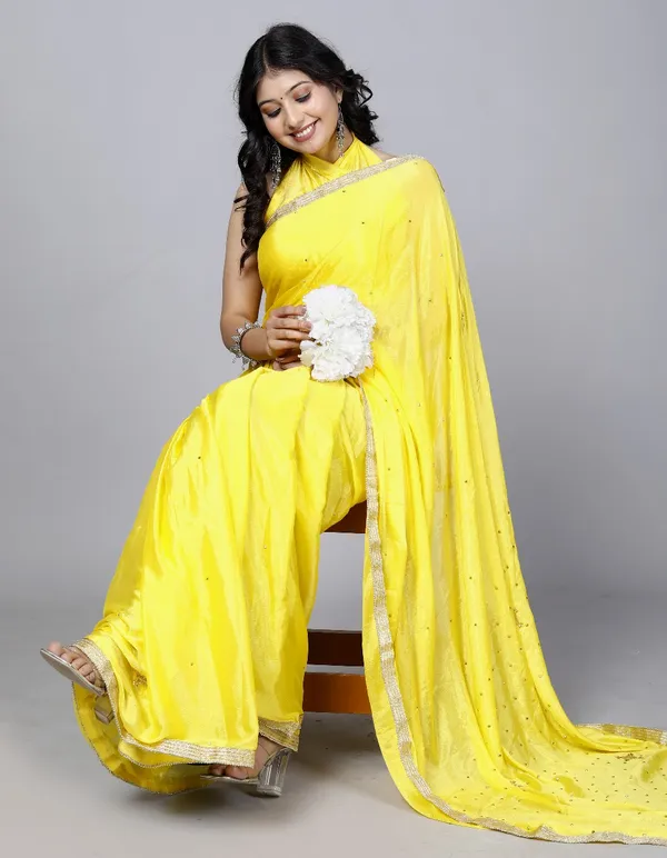 Yellow_Latest_Trendy_Stone_Work_Saree_Silk_Sarees_For_Women