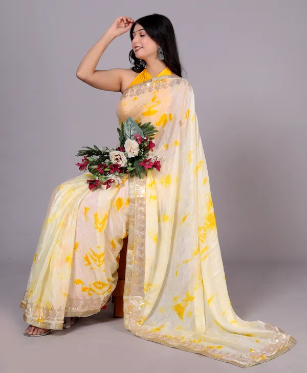 Yellow_Designer_Gotta_Work_Silk_Chiffon_Printed_Saree