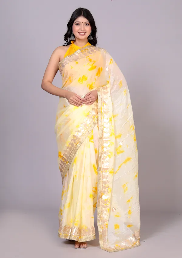 Yellow_Designer_Gotta_Work_Silk_Chiffon_Printed_Saree
