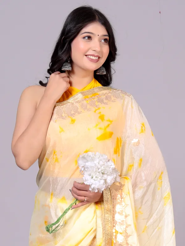 Yellow_Designer_Gotta_Work_Silk_Chiffon_Printed_Saree