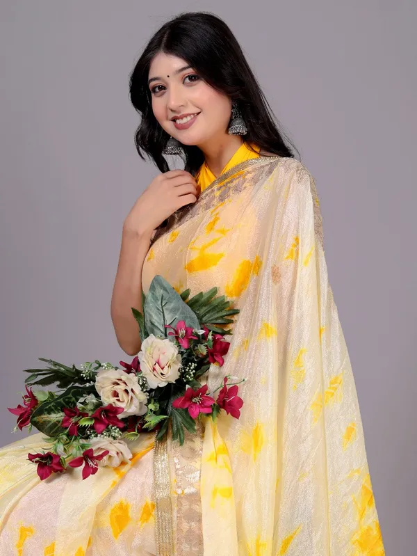 Yellow_Designer_Gotta_Work_Silk_Chiffon_Printed_Saree