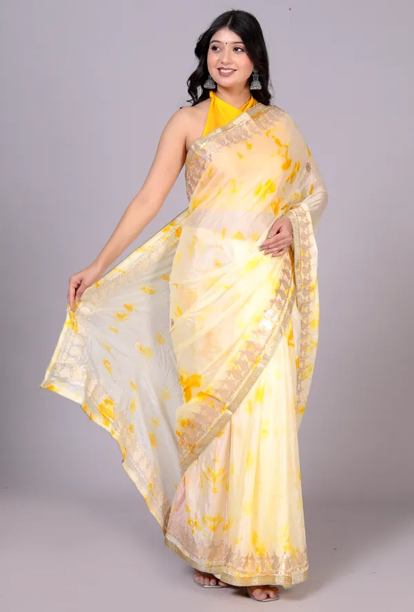 Yellow_Designer_Gotta_Work_Silk_Chiffon_Printed_Saree