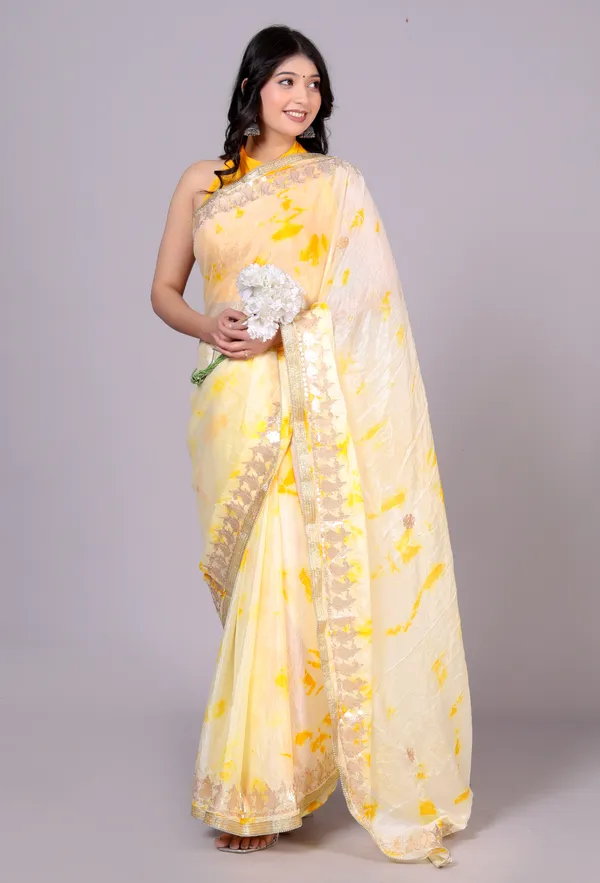Yellow_Designer_Gotta_Work_Silk_Chiffon_Printed_Saree
