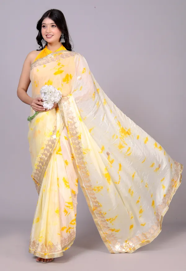 Yellow_Designer_Gotta_Work_Silk_Chiffon_Printed_Saree