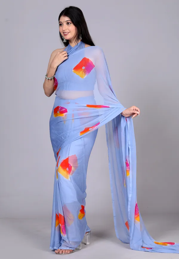 Grey_Bandhani_Printed_Chiffon_Printed_Sarees_For_Women
