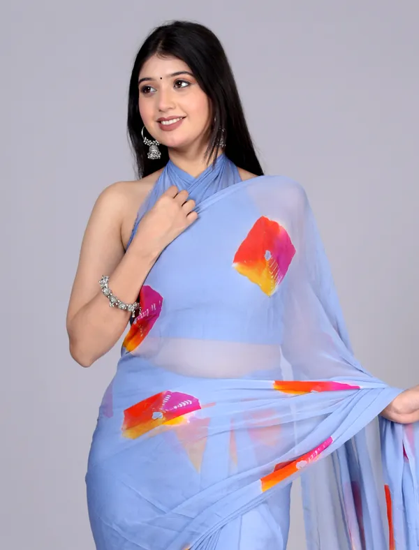 Grey_Bandhani_Printed_Chiffon_Printed_Sarees_For_Women