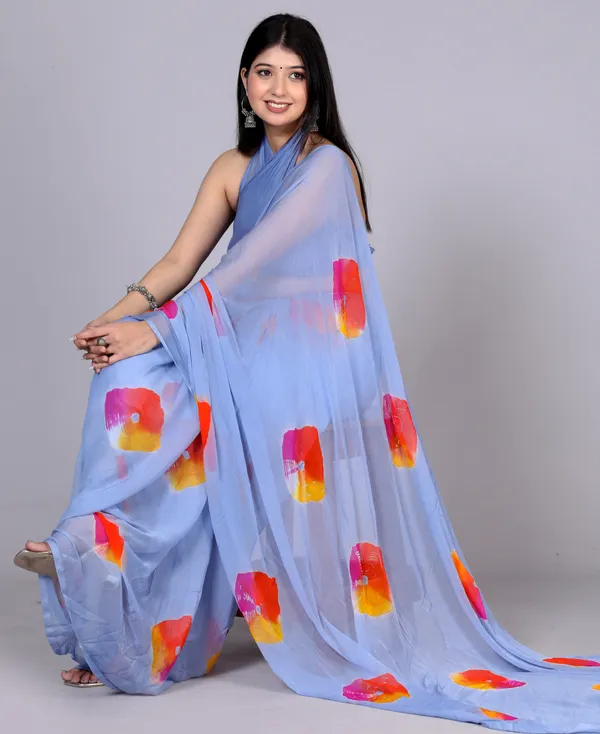 Grey_Bandhani_Printed_Chiffon_Printed_Sarees_For_Women