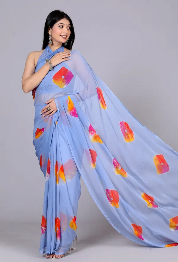 Grey_Bandhani_Printed_Chiffon_Printed_Sarees_For_Women