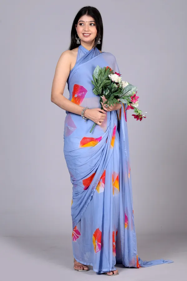 Grey_Bandhani_Printed_Chiffon_Printed_Sarees_For_Women