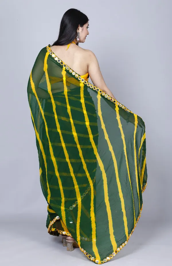 Green_Pure_Chiffon_Leheriya_Mirror_Work_Printed_Work_Sarees_For_Women