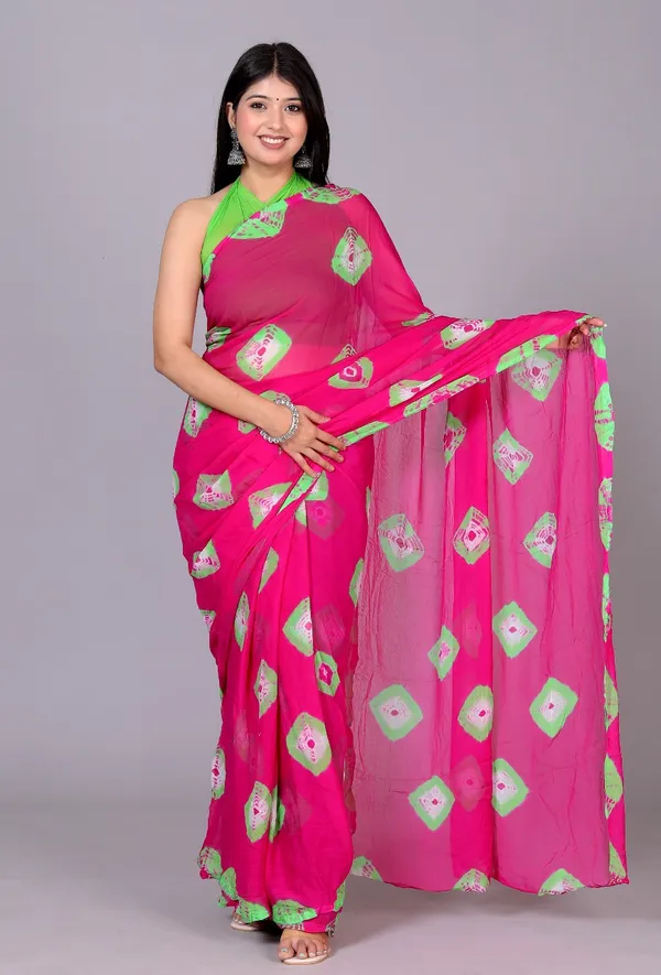 Pink_Pure_Chiffon_Trendy_Bandhini_Chiffon_Sarees_For_Women