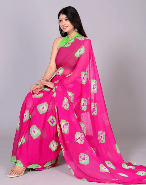 Pink_Pure_Chiffon_Trendy_Bandhini_Chiffon_Sarees_For_Women