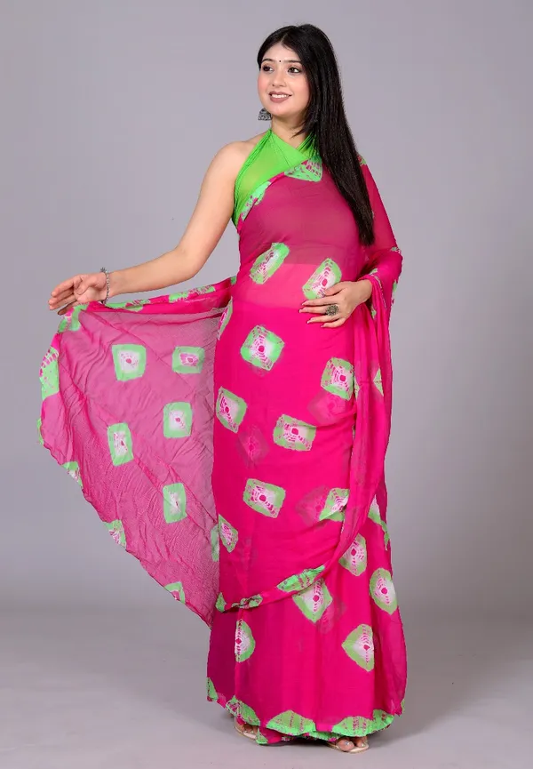 Pink_Pure_Chiffon_Trendy_Bandhini_Chiffon_Sarees_For_Women