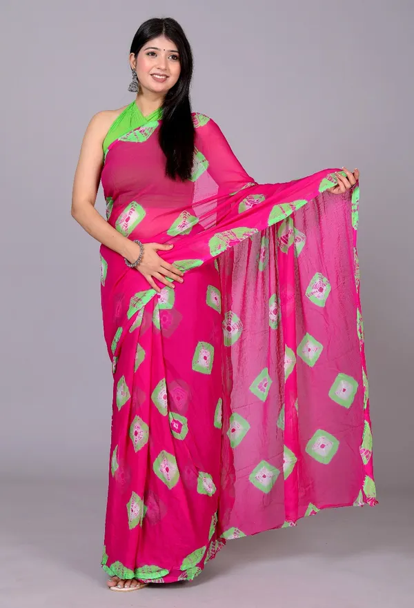 Pink_Pure_Chiffon_Trendy_Bandhini_Chiffon_Sarees_For_Women
