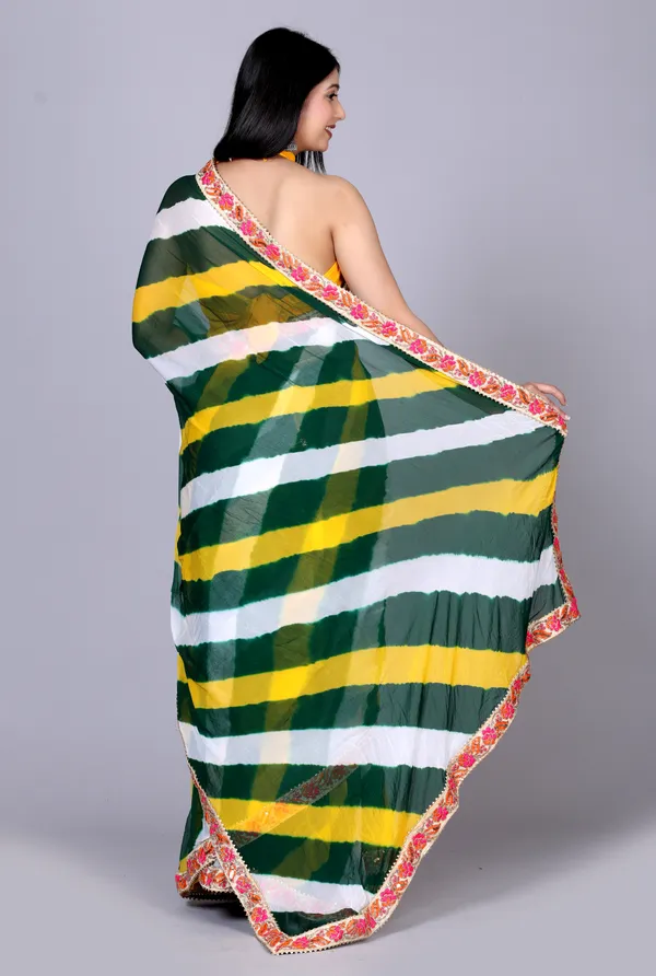 Yellow_Pure_Chiffon_Leheriya_Embroidered_Border_Sarees_For_Women