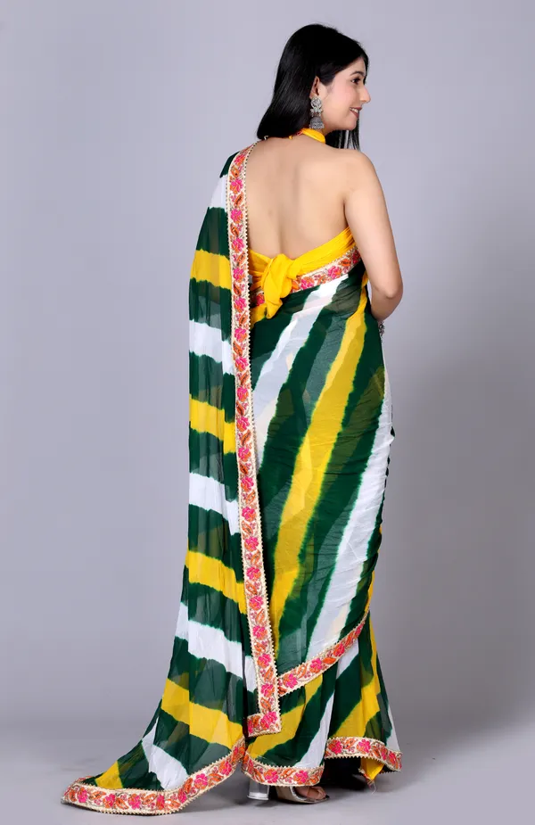 Yellow_Pure_Chiffon_Leheriya_Embroidered_Border_Sarees_For_Women