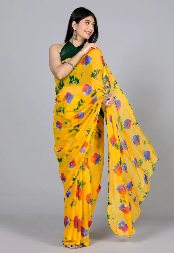 Gold_Bandhani_Printed_Chiffon_Printed_Sarees_For_Women