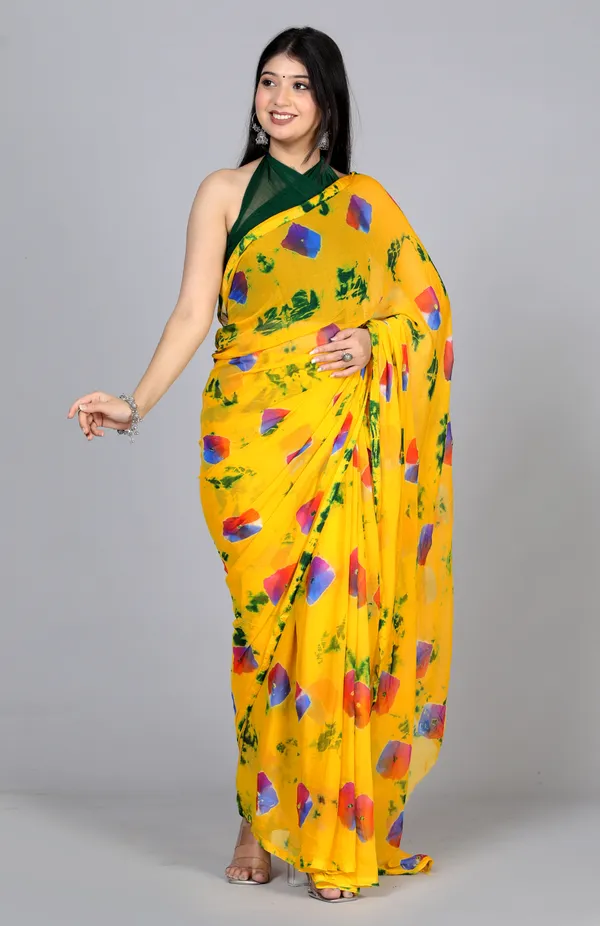 Gold_Bandhani_Printed_Chiffon_Printed_Sarees_For_Women