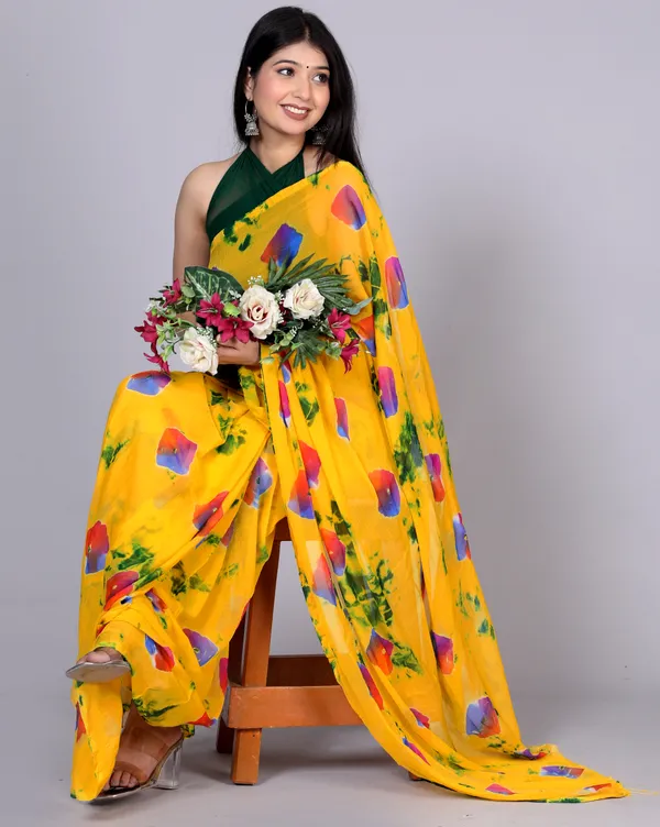 Gold_Bandhani_Printed_Chiffon_Printed_Sarees_For_Women
