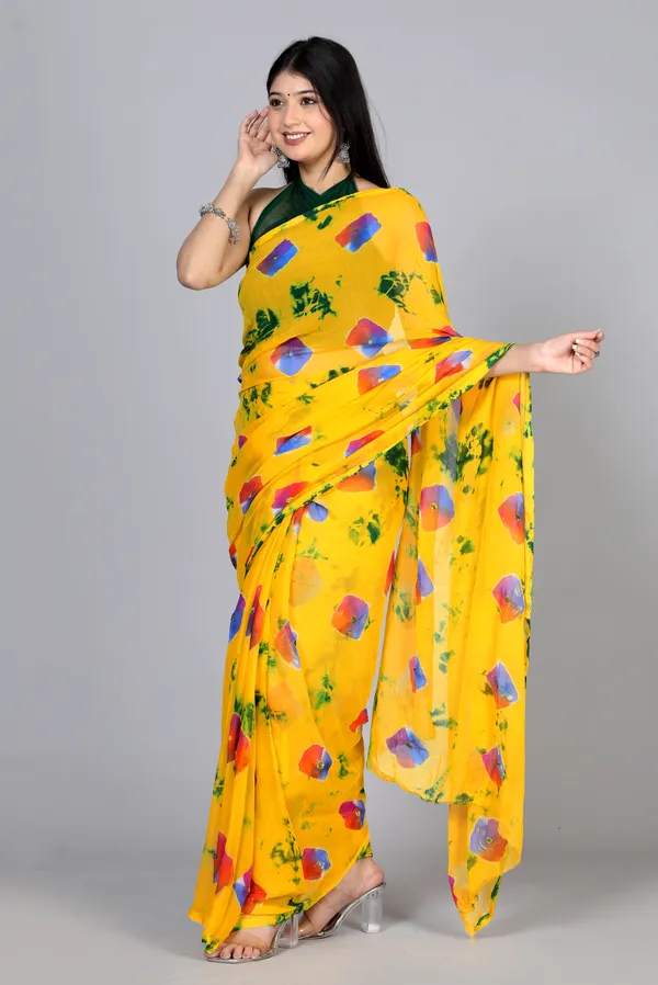 Gold_Bandhani_Printed_Chiffon_Printed_Sarees_For_Women