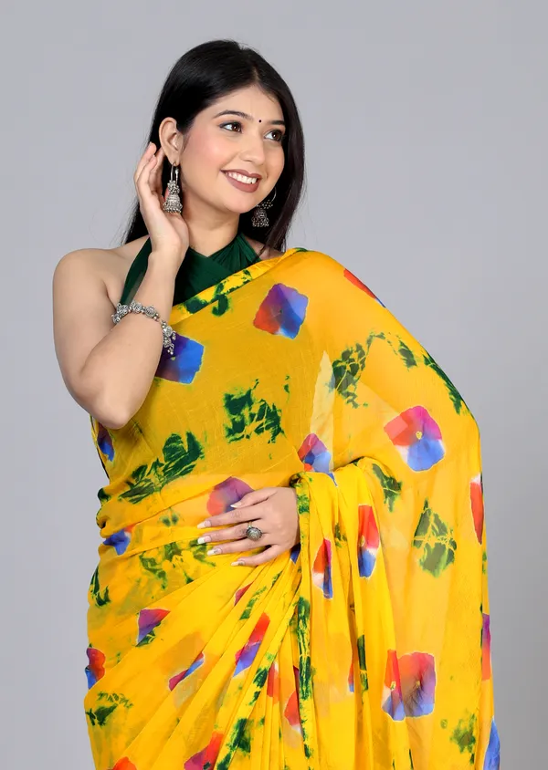 Gold_Bandhani_Printed_Chiffon_Printed_Sarees_For_Women