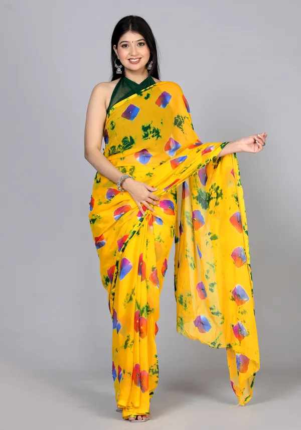Gold_Bandhani_Printed_Chiffon_Printed_Sarees_For_Women