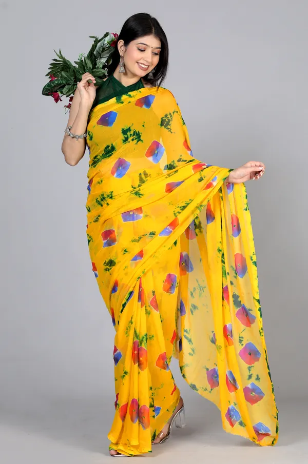 Gold_Bandhani_Printed_Chiffon_Printed_Sarees_For_Women