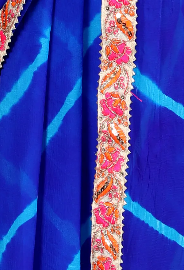 Blue_Pure_Chiffon_Leheriya_Embroidered_Border_Sarees_For_Women