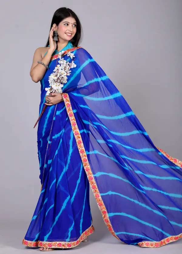 Blue_Pure_Chiffon_Leheriya_Embroidered_Border_Sarees_For_Women