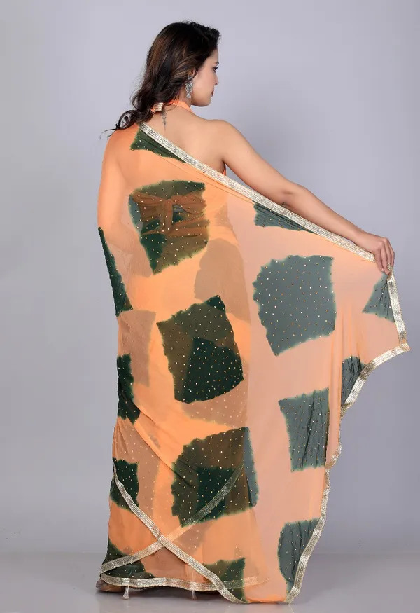 Green_Trendy_Chiffon_Printed_Printed_Leheriya_Check_Printed_Stone_Work_Sarees_For_Women
