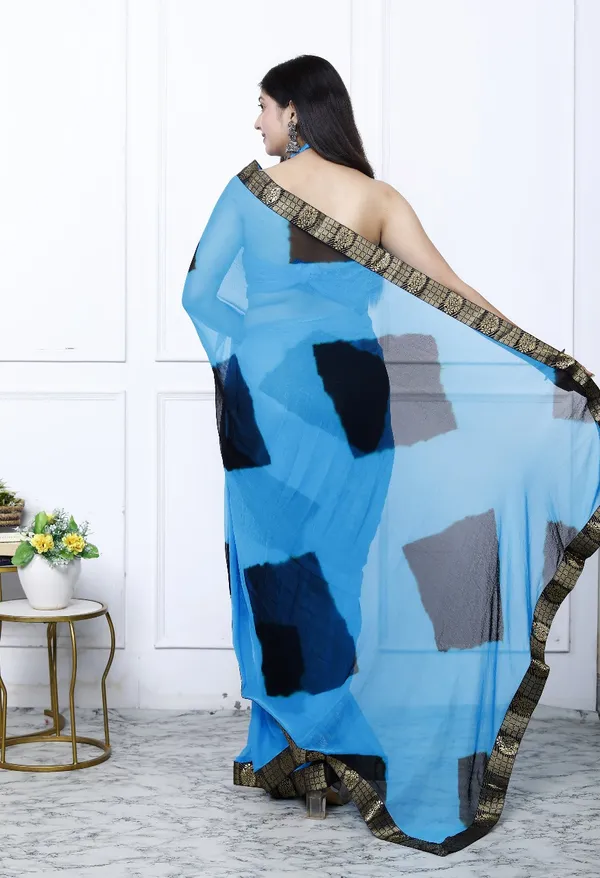 Sky_Blue_Silk_Trendy_Checked_Shibori_Tie_And_Dye_Chiffon_Sarees_For_Women