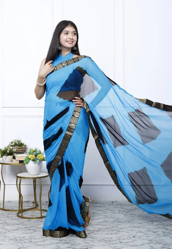 Sky_Blue_Silk_Trendy_Checked_Shibori_Tie_And_Dye_Chiffon_Sarees_For_Women