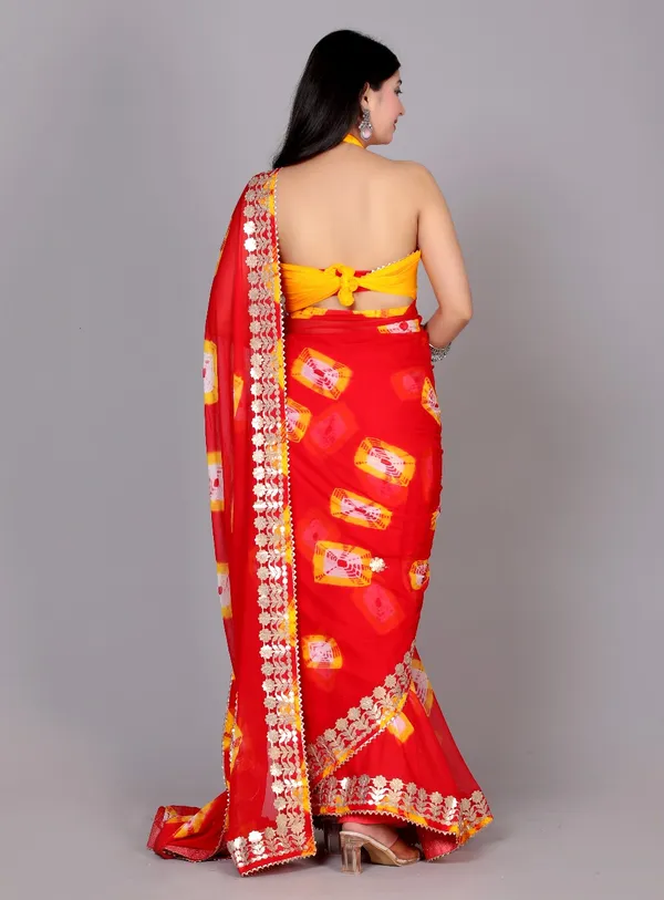 Red_Trendy_Printed_Chiffon_Bandhini_Gotta_Patti_Work_Sarees_For_Women