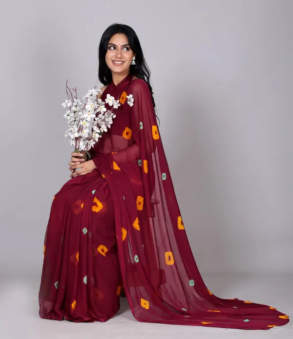 Maroon_Trendy_Printed_Chiffon_Bandhini_Sarees_For_Women