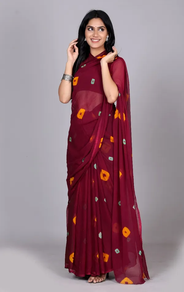 Maroon_Trendy_Printed_Chiffon_Bandhini_Sarees_For_Women