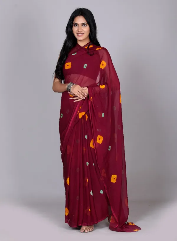 Maroon_Trendy_Printed_Chiffon_Bandhini_Sarees_For_Women