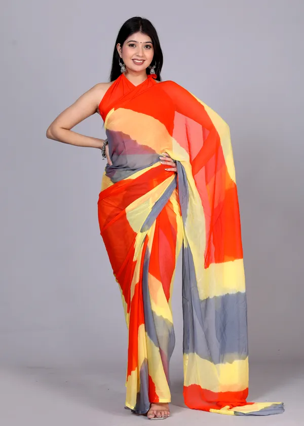 Orange_Pure_Chiffon_Leheriya_Bollywood_Sarees_For_Women